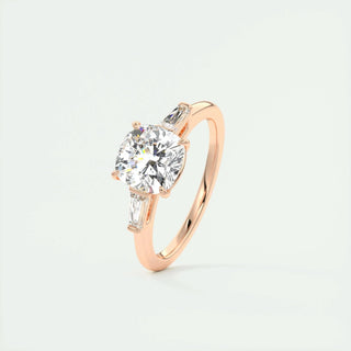 2.15CT Cushion Cut Three Stone Moissanite Engagement Ring