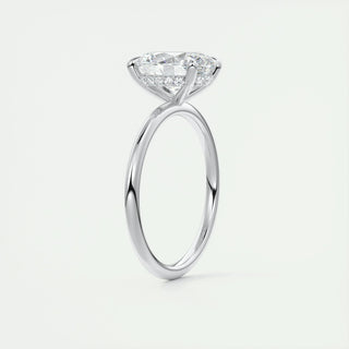 1.91 CT Oval Solitaire Hidden Halo Moissanite Engagement Ring