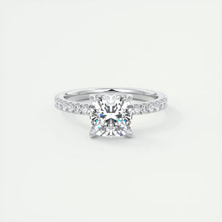 2ct Cushion F- VS1 Diamond Pave Engagement Ring