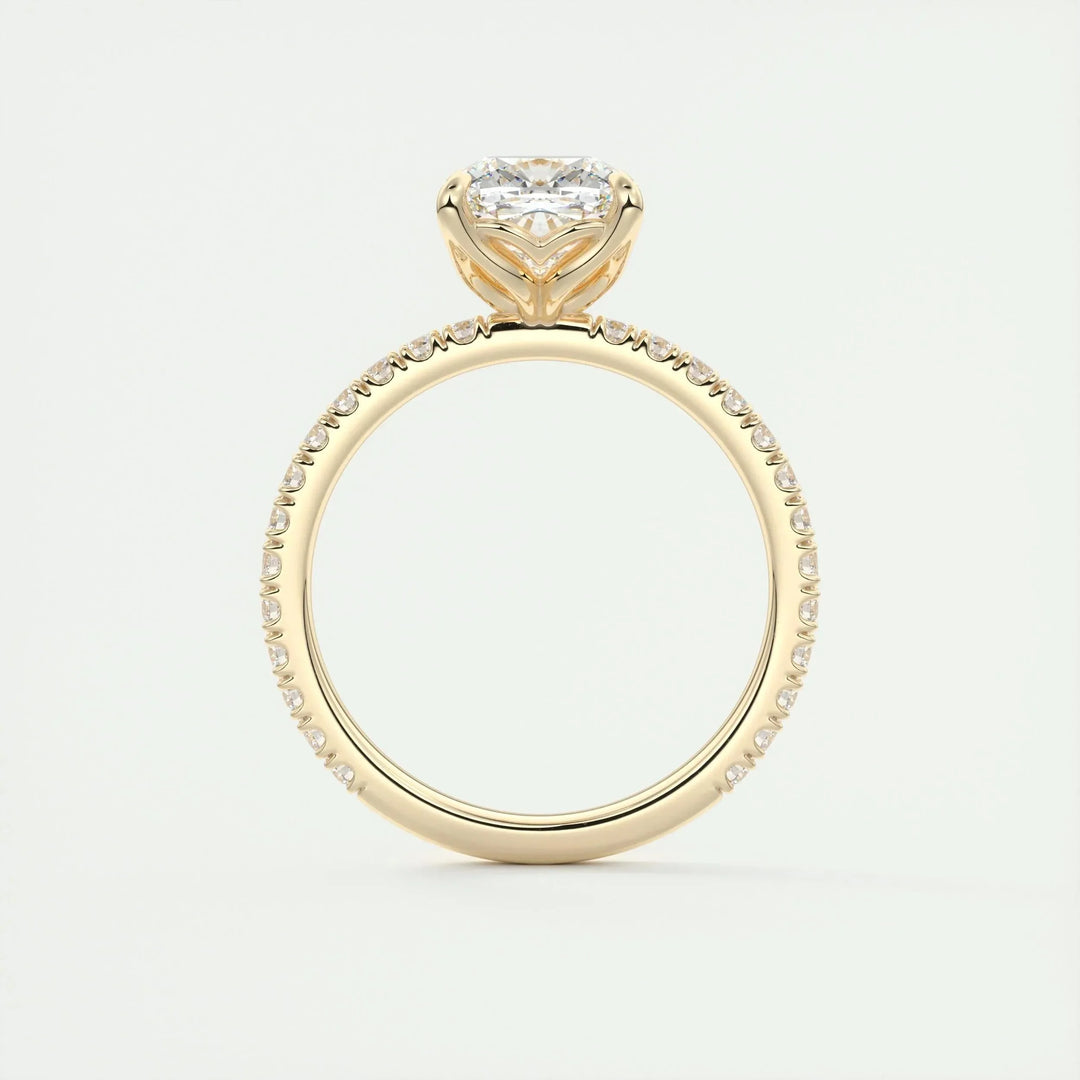 2.15 CT Cushion Cut Solitaire Pave Moissanite Engagement Ring
