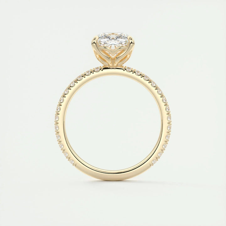 2.15 CT Cushion Cut Solitaire Pave Moissanite Engagement Ring