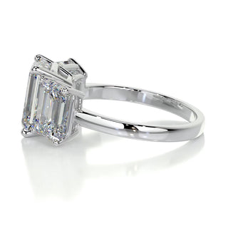 2.23ct Emerald Cut Three Stone Moissanite Diamond Engagement Ring