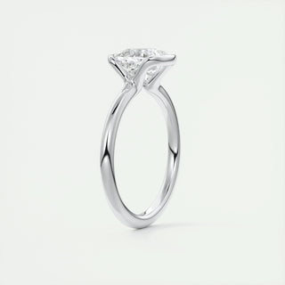 2.15CT Cushion Half Bezel Solitaire Moissanite Engagement Ring