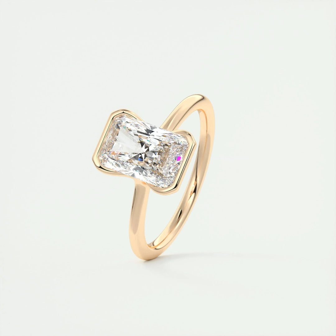 2.10 CT Radiant Solitaire Half Bezel Moissanite Engagement Ring