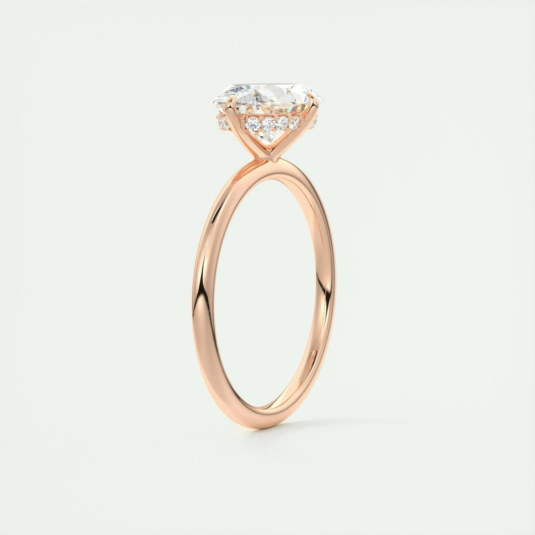 1.91 CT Oval Solitaire Hidden Halo Moissanite Engagement Ring