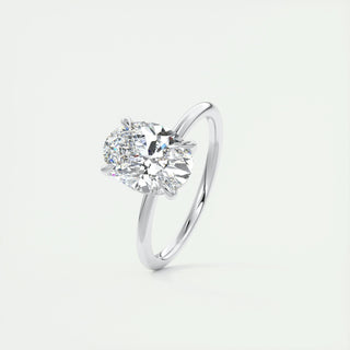 1.91 CT Oval Solitaire Hidden Halo Moissanite Engagement Ring