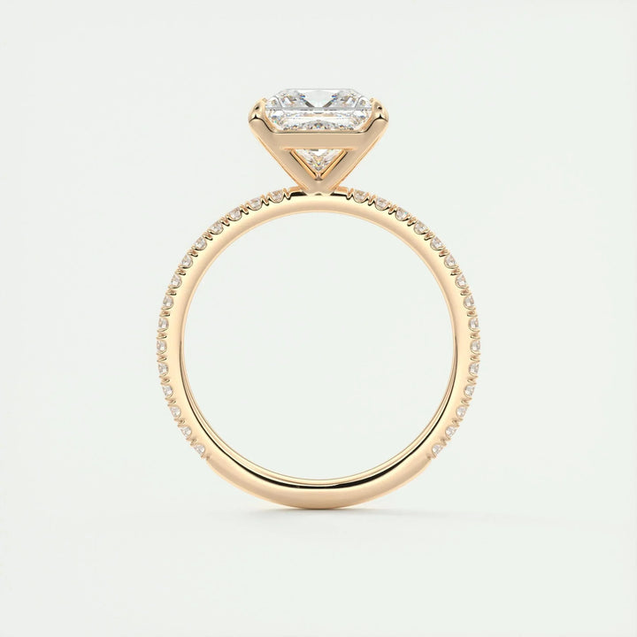 2.08 CT Princess Solitaire Pave Moissanite Engagement Ring