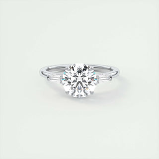 2.0 CT Round Cut Three Stone Moissanite Engagement Ring