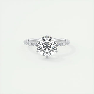 2.0 CT Round Cut Solitaire Pave Moissanite Engagement Ring