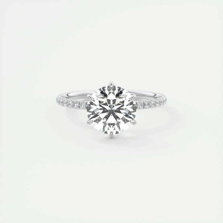 2.0 CT Round Cut Solitaire Pave Moissanite Engagement Ring