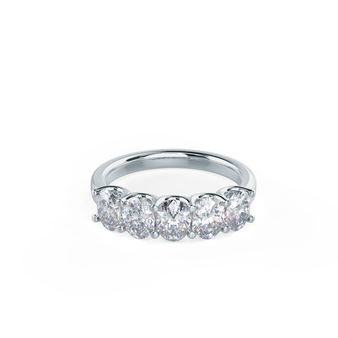 2.5mm Oval Cut 5 Stone Moissanite Wedding Band