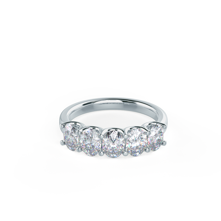 2.5mm Oval Cut 5 Stone Moissanite Wedding Band