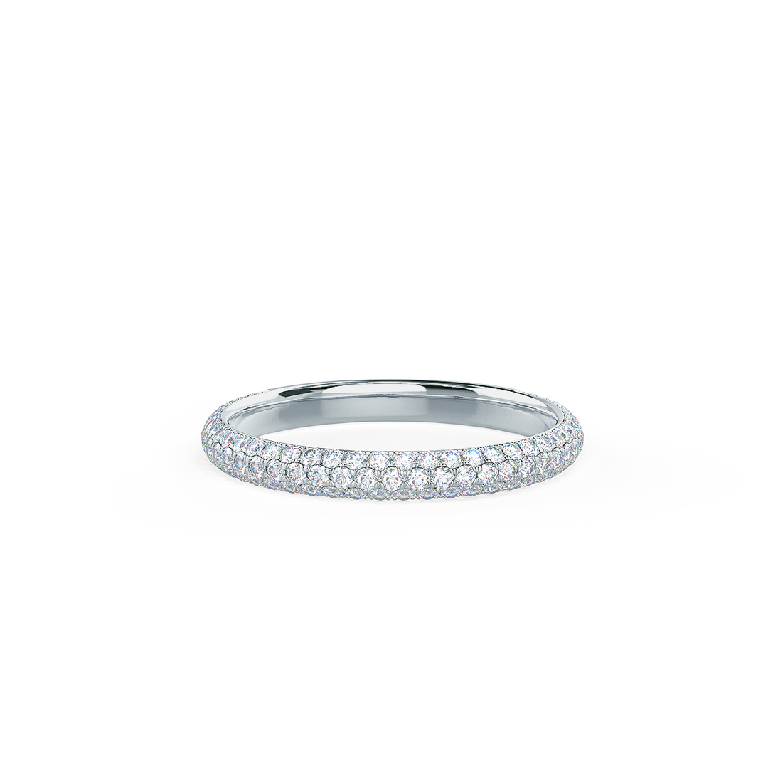 2.0mm Round Brilliant Cut 3 Side Pave Diamond Wedding Band