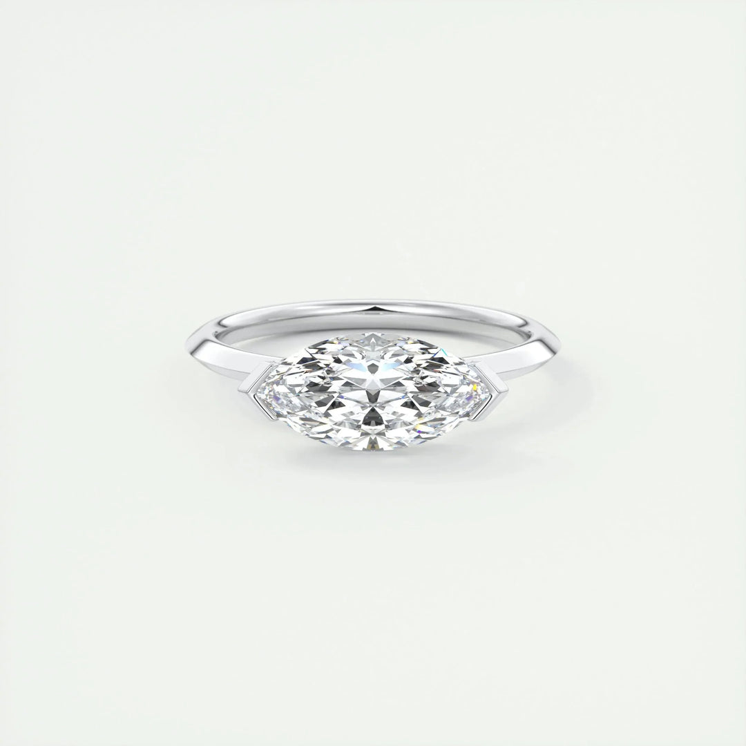 1.98CT Marquise Half Bezel Solitaire Moissanite Engagement Ring