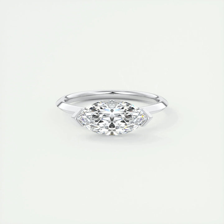1.98CT Marquise Half Bezel Solitaire Moissanite Engagement Ring