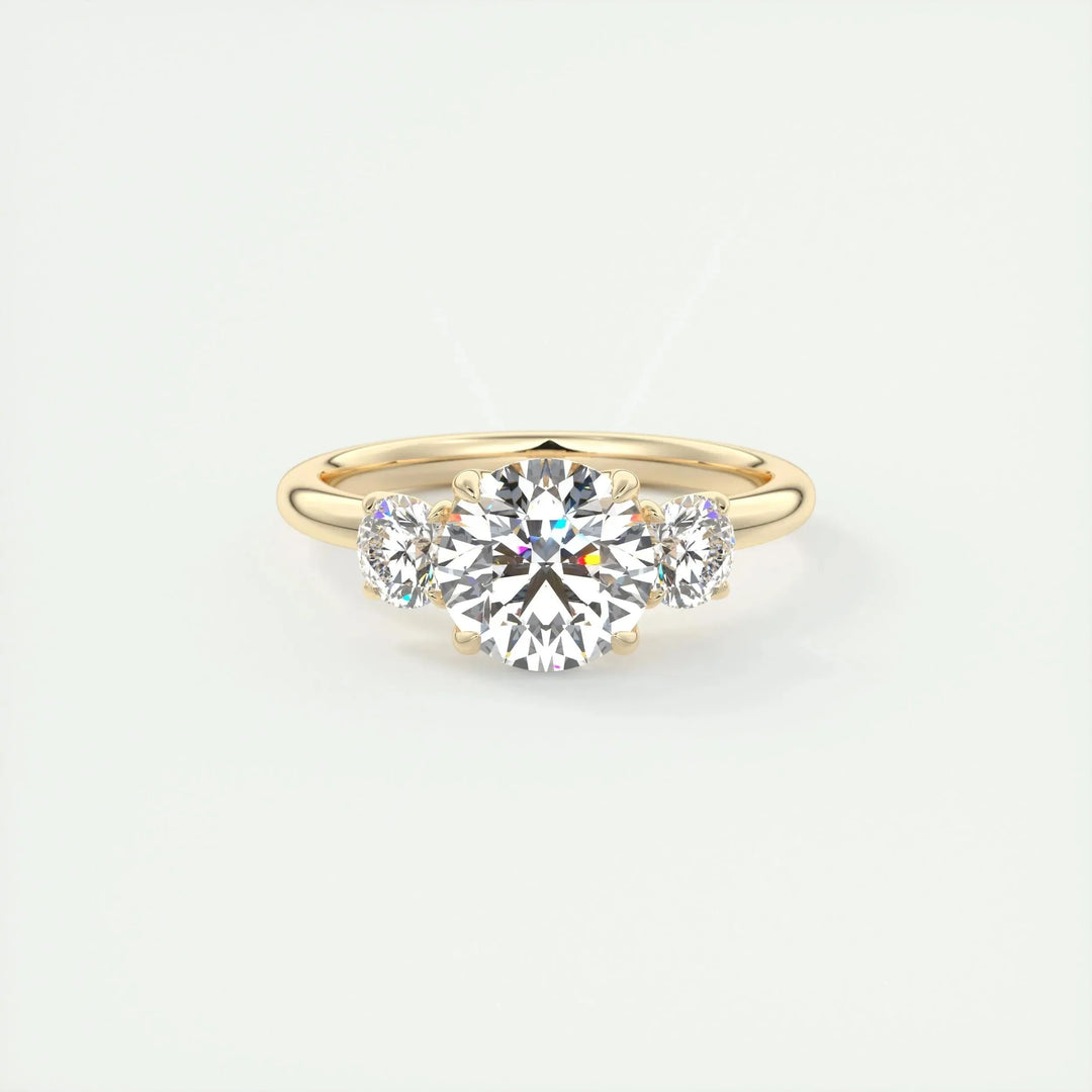 2.0CT Round Cut Three Stone Moissanite Engagement Ring