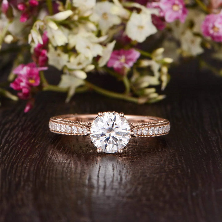 1.35CT Round Cut Solitaire Moissanite Engagement Ring