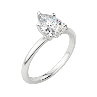 1.33CT Pear Solitaire With Hidden Halo Setting Moissanite Engagement Ring