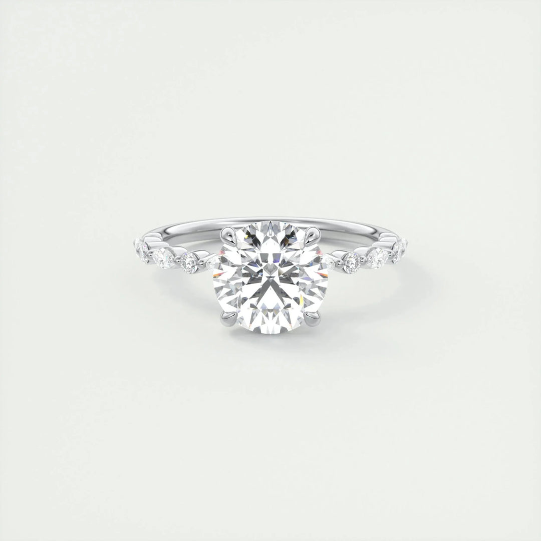 2.0 CT Round Solitaire Pave Moissanite Engagement Ring