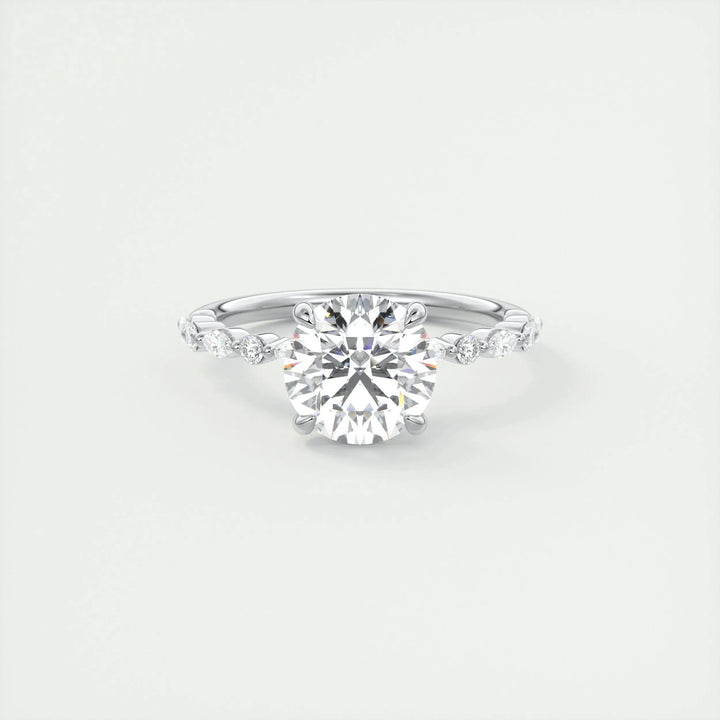 2.0 CT Round Solitaire Pave Moissanite Engagement Ring