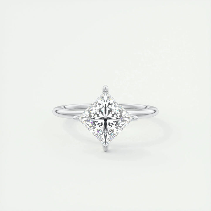 2.08 CT Princess Cut Solitaire Moissanite Engagement Ring