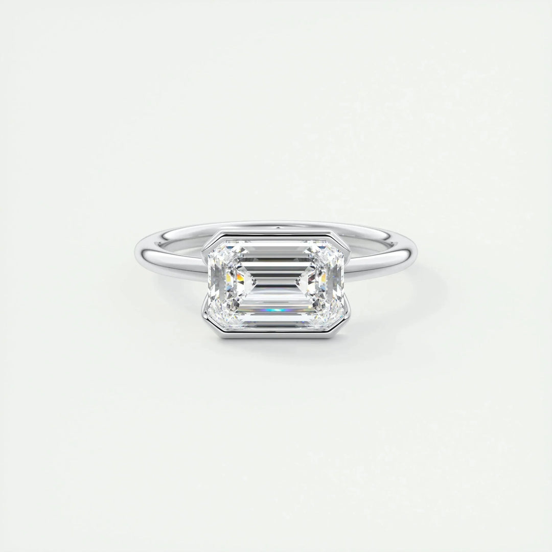 1.91CT Emerald Half Bezel Solitaire Moissanite Engagement Ring