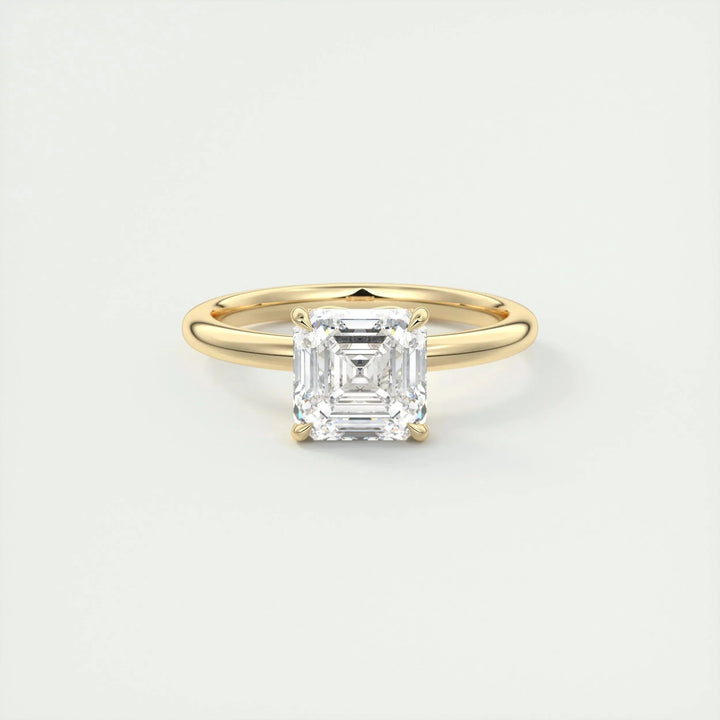 2.03CT Asscher Cut Solitaire Moissanite Engagement Ring