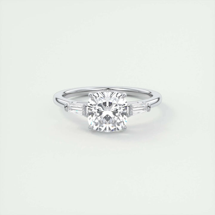 2.15CT Cushion Cut Three Stone Moissanite Engagement Ring