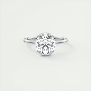 2.0 CT Round Cut Half Bezel Solitaire Moissanite Engagement Ring