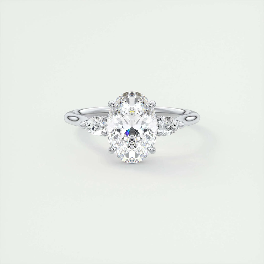 1.91 CT Oval Cut Three Stone Moissanite Engagement Ring