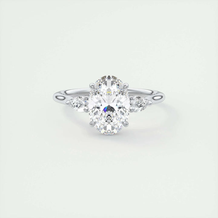 1.91 CT Oval Cut Three Stone Moissanite Engagement Ring