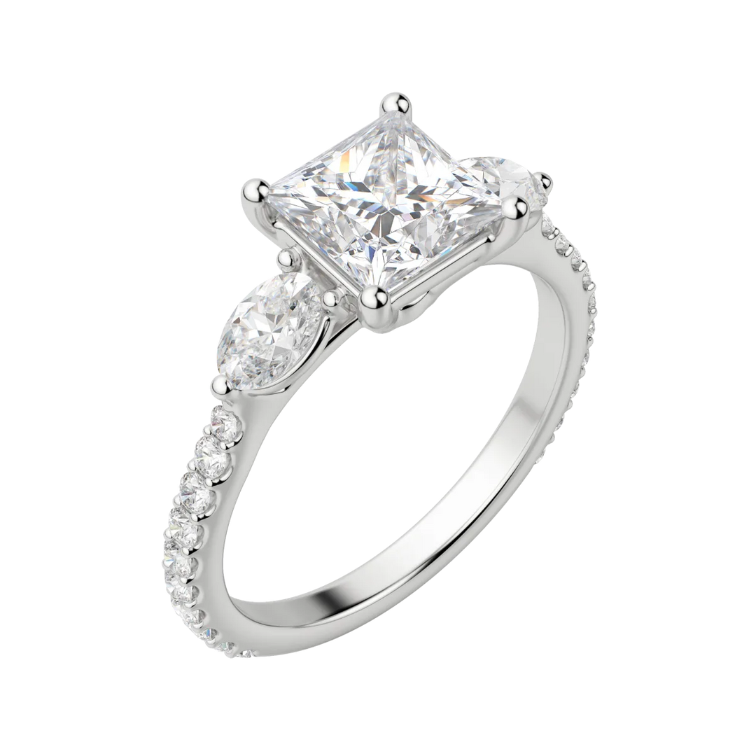 2.78CT Princess Cut 3 Stone Diamond Moissanite Engagement Ring
