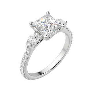 2.78CT Princess Cut 3 Stone Diamond Moissanite Engagement Ring