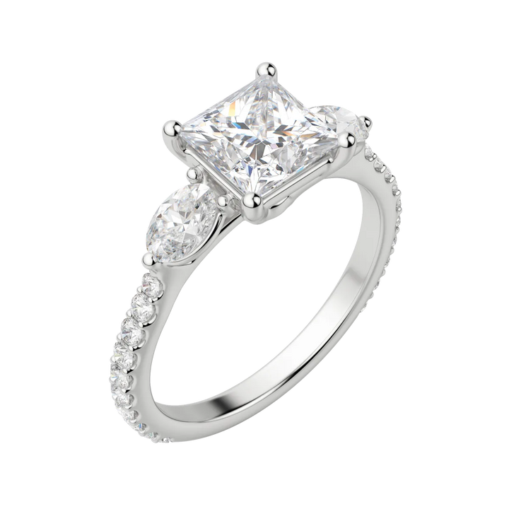 2.78CT Princess Cut 3 Stone Diamond Moissanite Engagement Ring