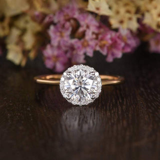 1.90CT Round Cut Halo Moissanite Engagement Ring