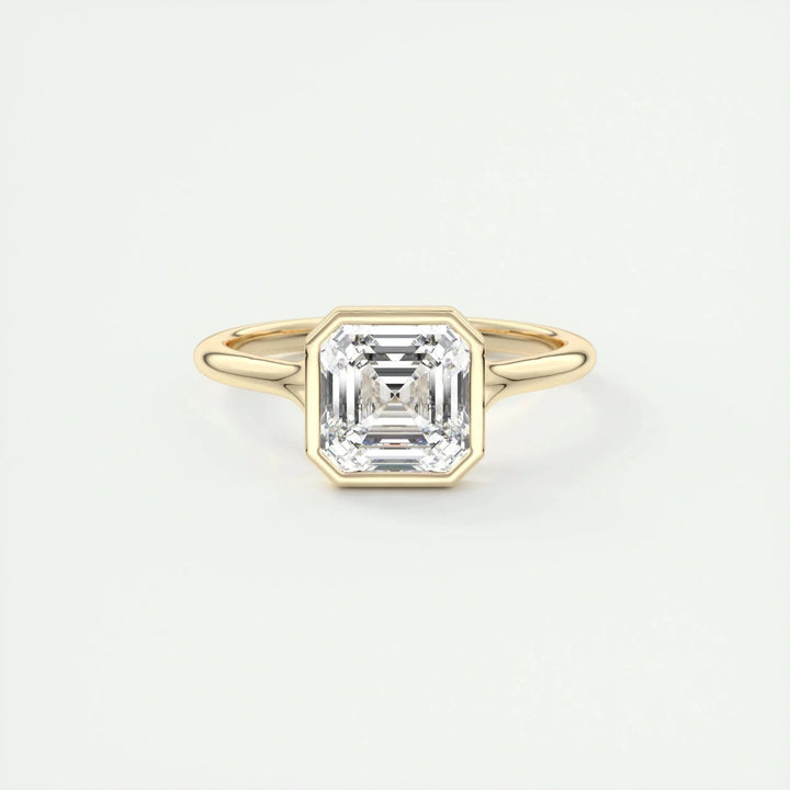 2.03 CT Asscher Cut Bezel Solitaire Moissanite Engagement Ring