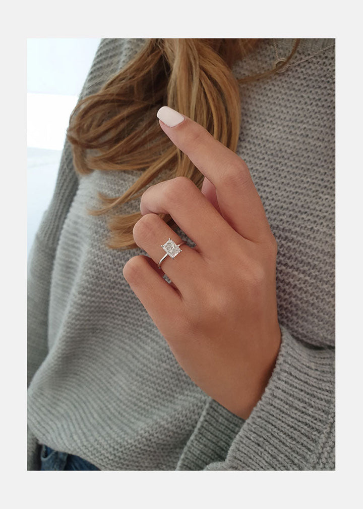 1.0ct Radiant Cut Moissanite Solitaire Engagement Ring