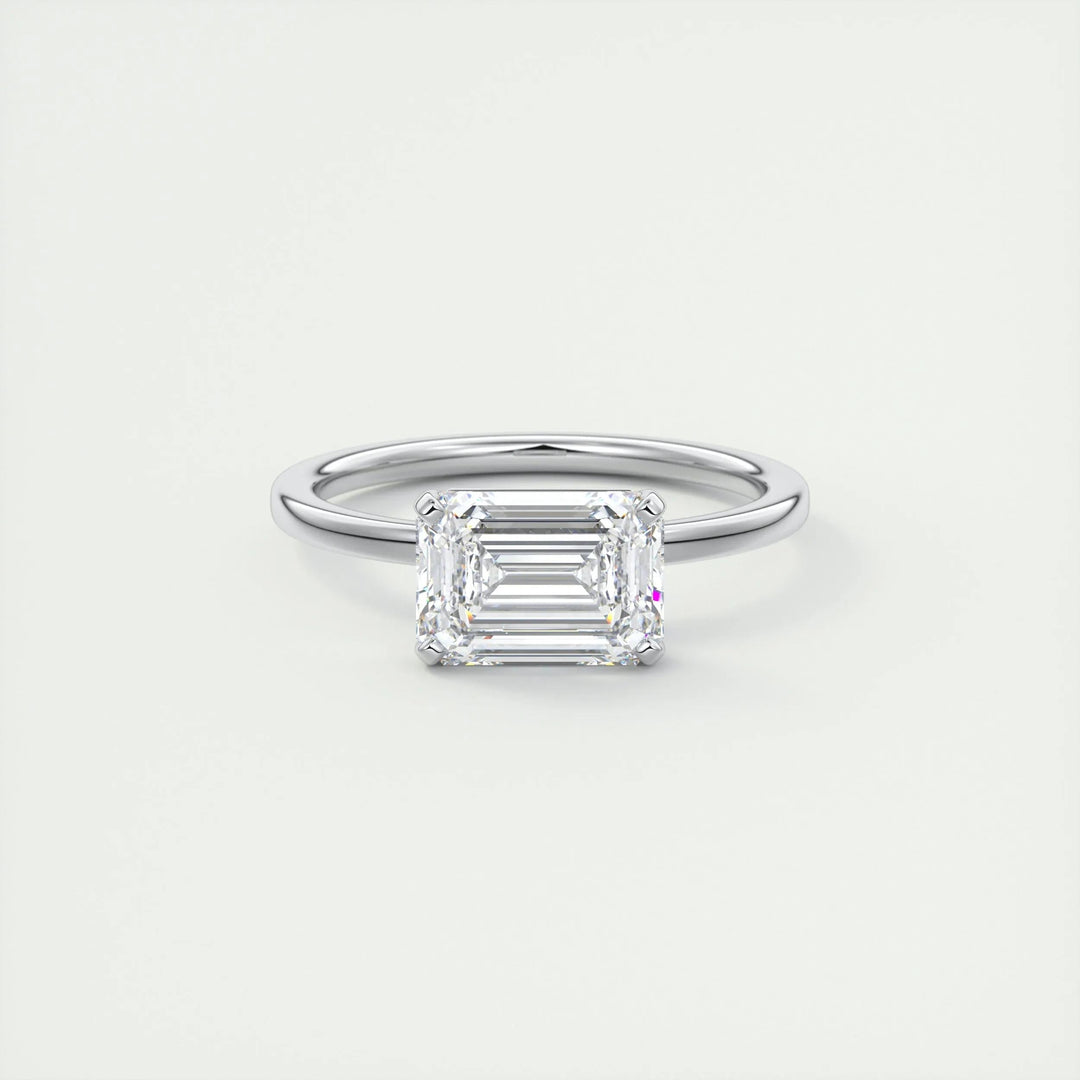 2ct East West Emerald F - VS1 Lab Grown Diamond Solitaire Engagement Ring - Doozy Diamonds