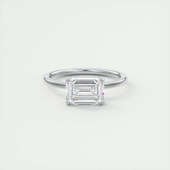 2ct East West Emerald F - VS1 Lab Grown Diamond Solitaire Engagement Ring - Doozy Diamonds