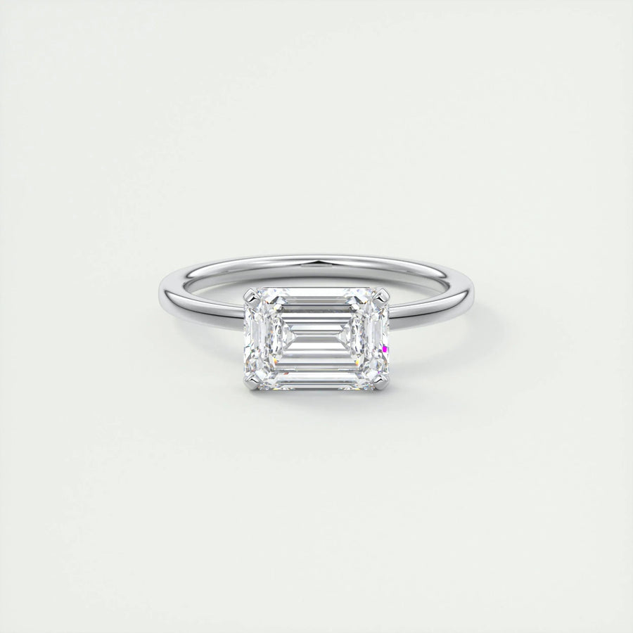 2ct East West Emerald F - VS1 Lab Grown Diamond Solitaire Engagement Ring - Doozy Diamonds