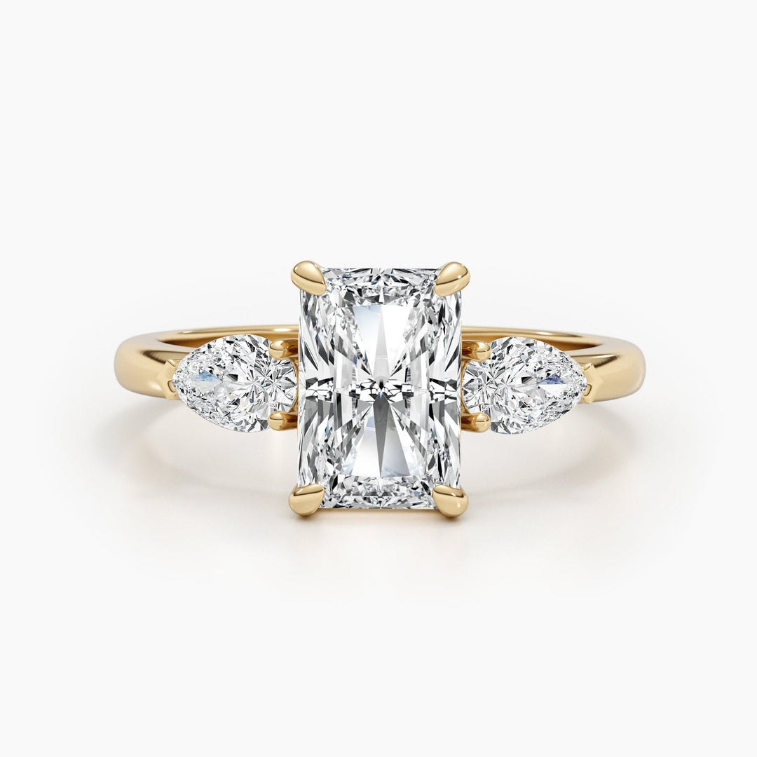 2.24ct Radiant F- VS Three Stones Diamond Lab Grown Engagement Ring