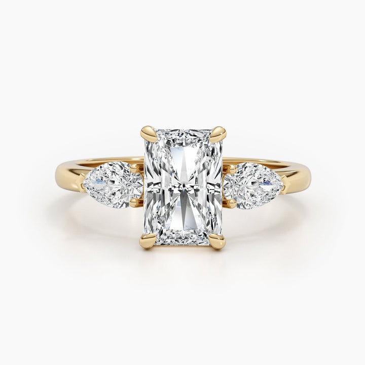 2.24ct Radiant F- VS Three Stones Diamond Lab Grown Engagement Ring