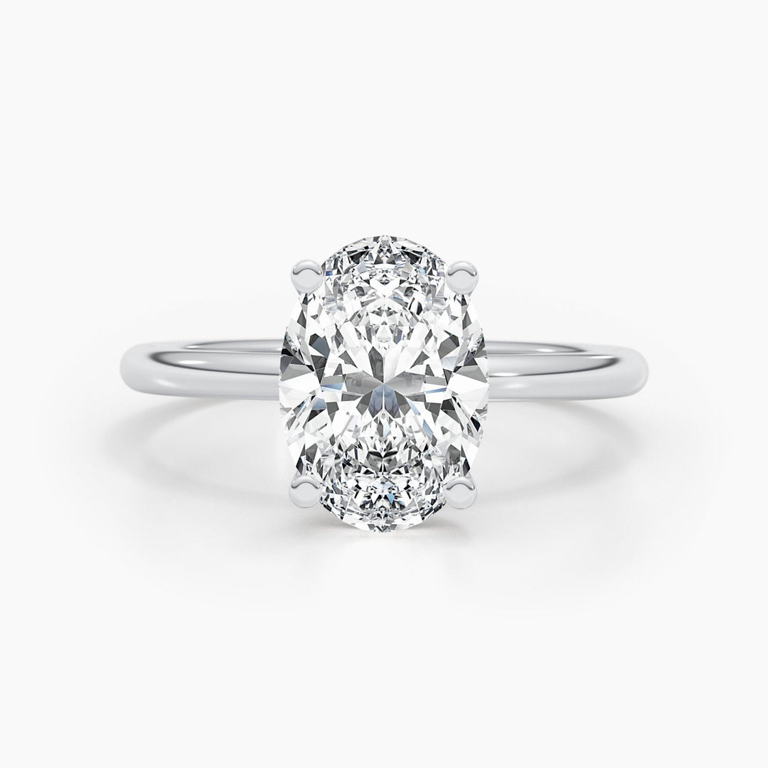 oval hidden halo diamond ring,