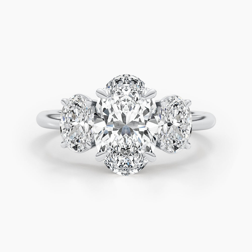 2.61ct Oval G-VS Three Stone Lab Grown Diamond Engagement Ring