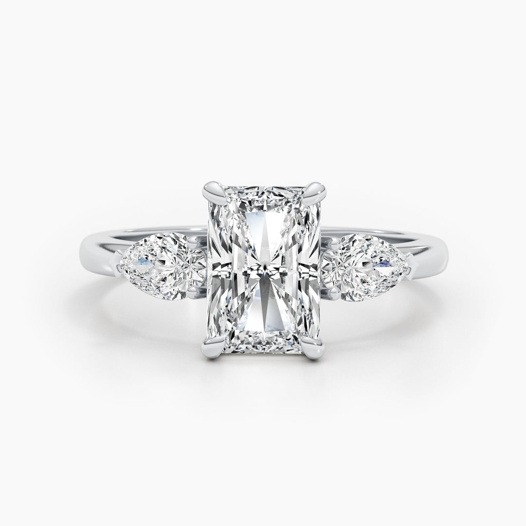 radiant E VS trilogy lab grown diamond ring,