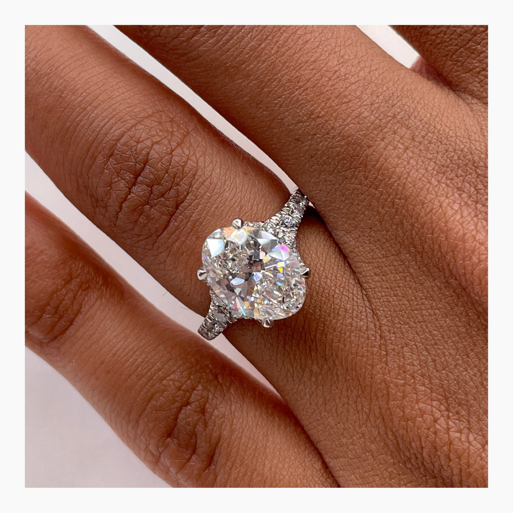 2.63ct Oval F-VS Lab Grown Diamond Cluster Engagement Ring