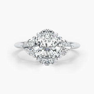 2.7ct Oval F-VS Three Stones Lab Grown Diamond Engagement Ring