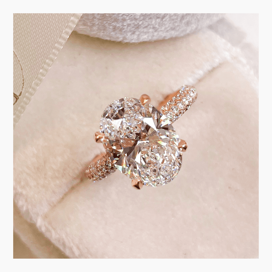 2.81ct Oval Hidden Halo E - VS Lab Grown Diamond Engagement Ring - Doozy Diamonds