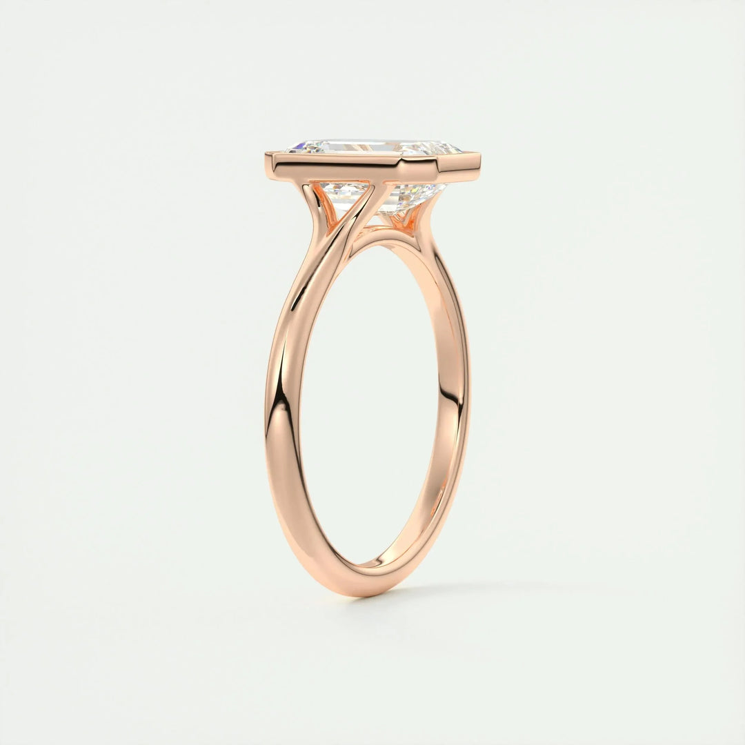 2.03 CT Emerald Cut Bezel Solitaire Moissanite Engagement Ring