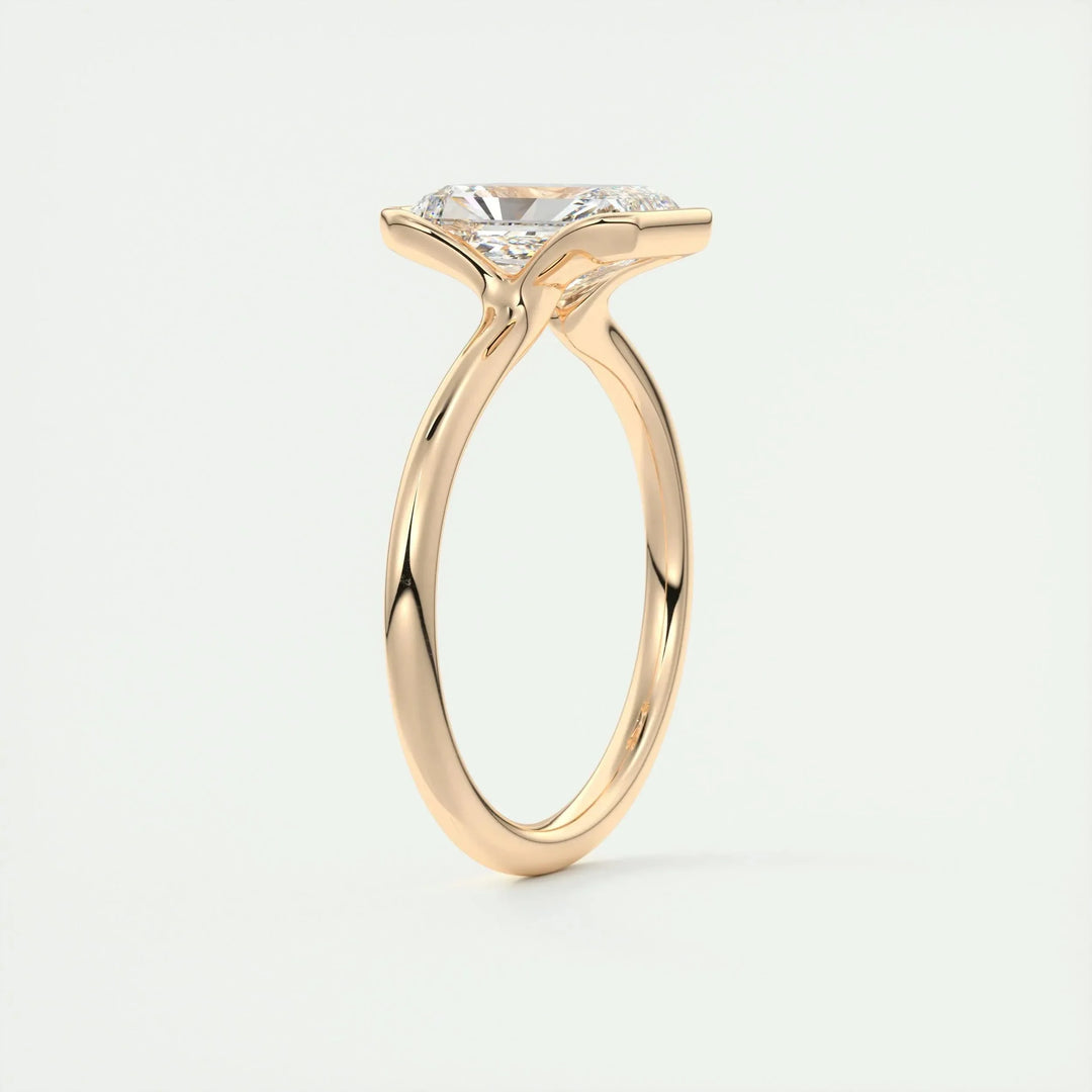 2.10 CT Radiant Solitaire Half Bezel Moissanite Engagement Ring